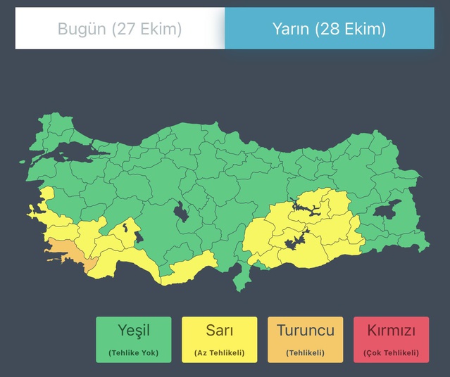 Çevre Bakanlığı Muğla'nın 9 ilçesine turuncu, 18 il için sarı yağış uyarısı verdi