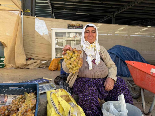 Denizli Çivril'de soğuğa dayanıklı Koçak üzümünün kilosu 75-100 liradan satışa çıktı