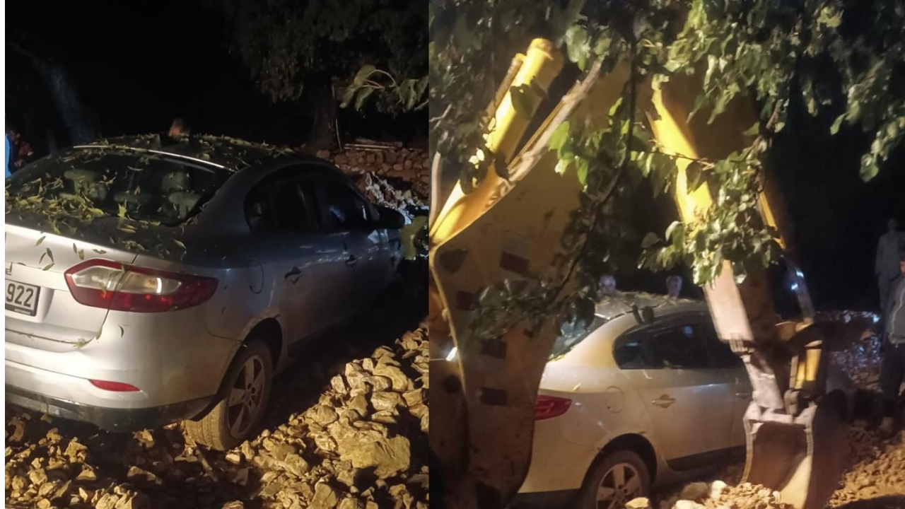 Adıyaman’da sel ve heyelan otomobile zarar verdi