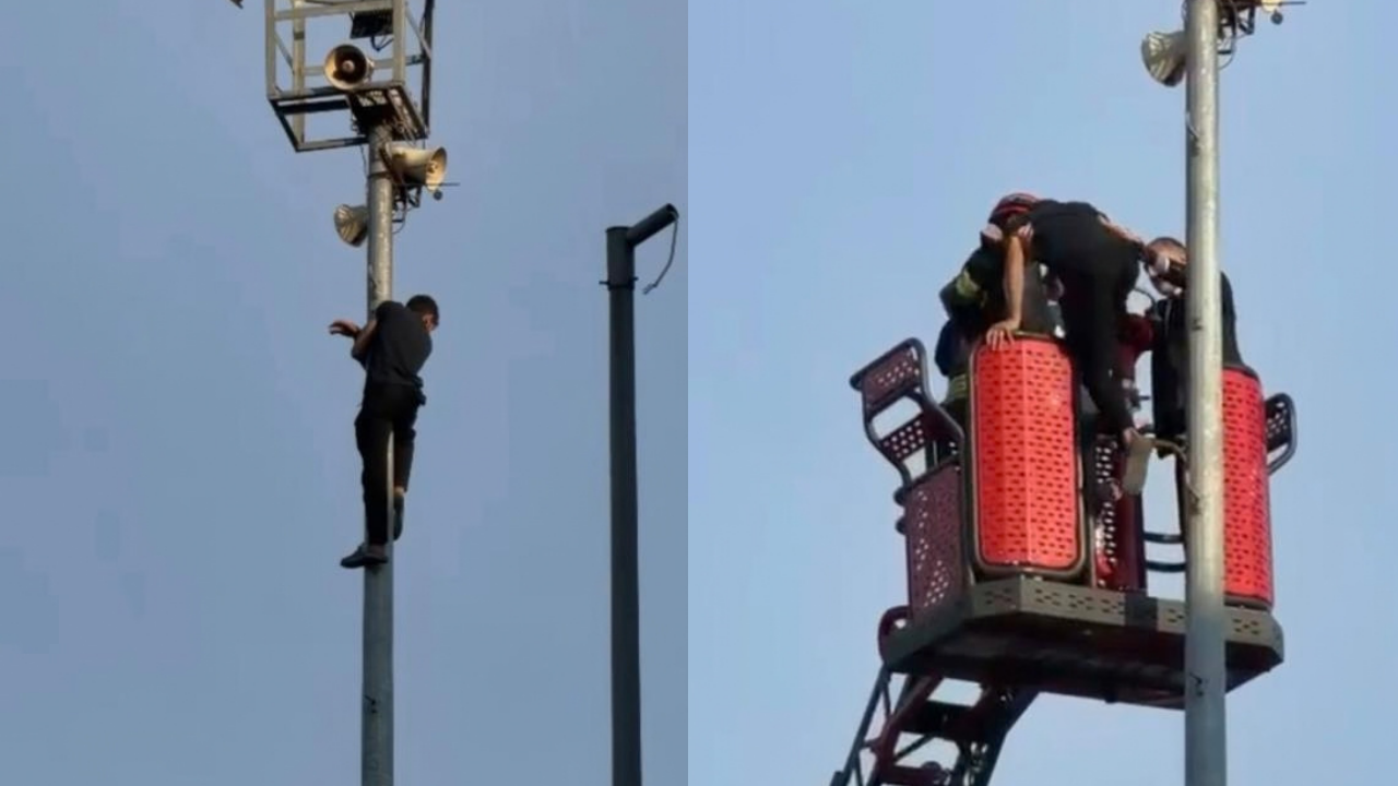 Direğe çıkan genci MHP İlçe Başkanı ve ekipler ikna etti