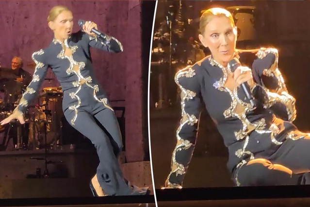 Céline Dion sahnede düştü, hiç bir şey olmamış gibi konsere devam etti
