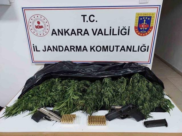 Ankara Elmadağ'da jandarma 1 şüpheliyi gözaltına aldı, 2 kilo 600 gram skunk bulundu