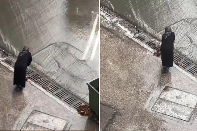 Şiddetli yağmura teslim olan kentte takdir toplayan görüntü