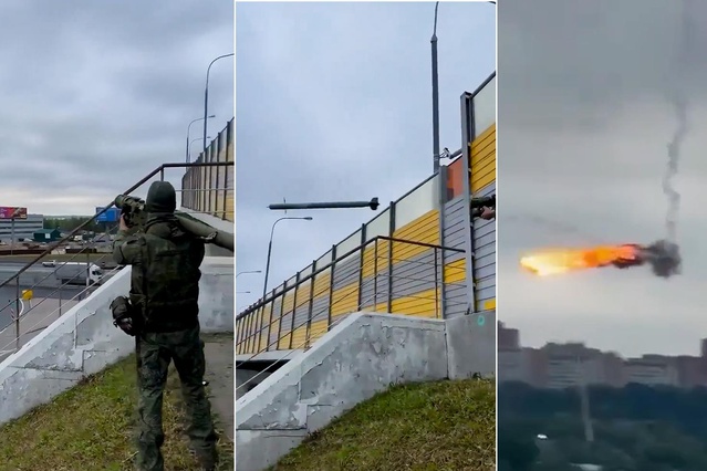 Moskova'dan film gibi görüntüler! Ukrayna dronu omuzdan atılan füze ile vuruldu