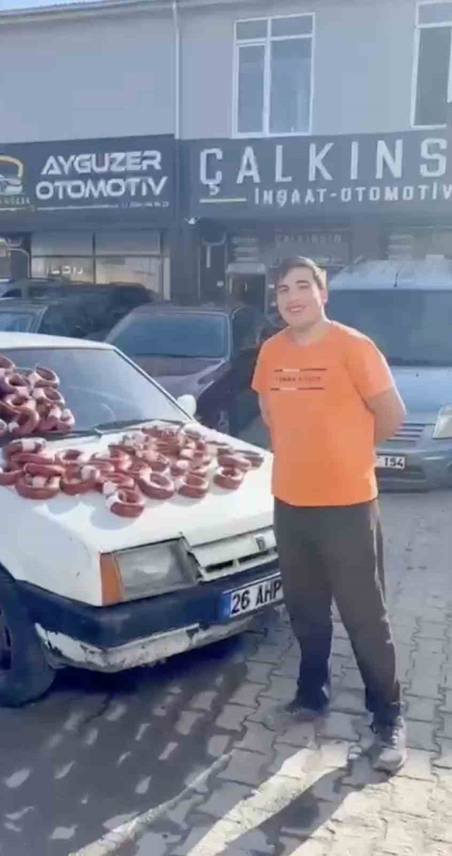 Eskişehir'de galerici, 100 kilo dana sucuğuyla 100 bin TL'lik Lada'yı takas etti