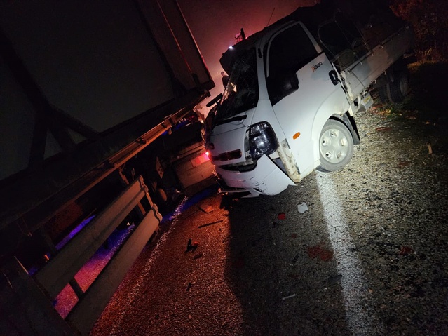 Bursa Yenişehir'de tırla çarpışan kamyonette 2 kişi yaralandı