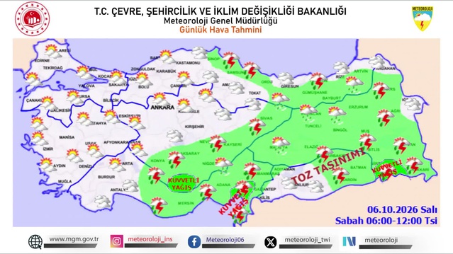 MGM, Osmaniye'den Kars'a kuvvetli yağış, Güneydoğu'da toz taşınımı uyarısı verdi