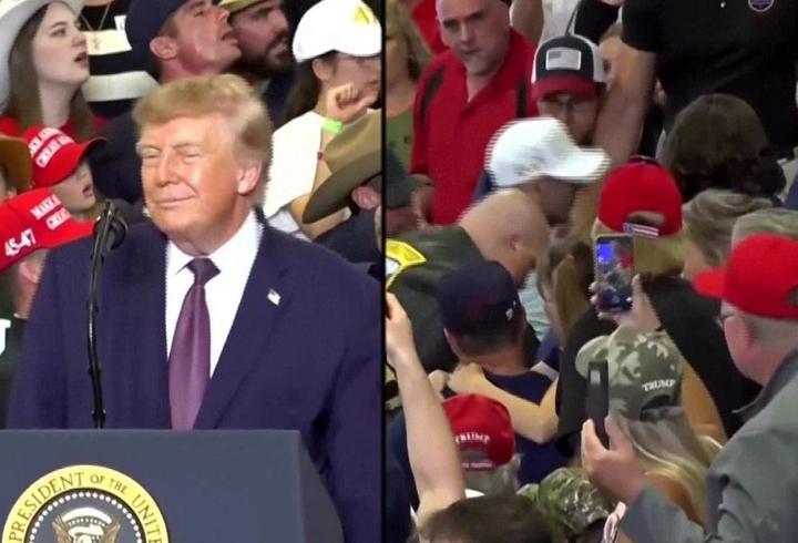 Trump'ın mitinginde Epstein protestosu!