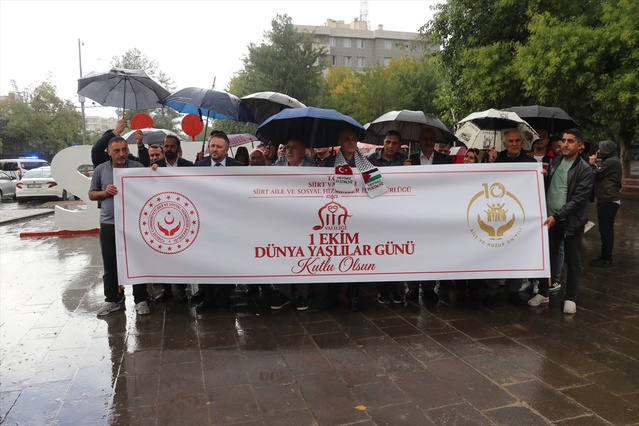 Diyarbakır ve Siirt'te Yaşlılar Günü yürüyüşü yapıldı, Siirt'te yağmurda yüründü