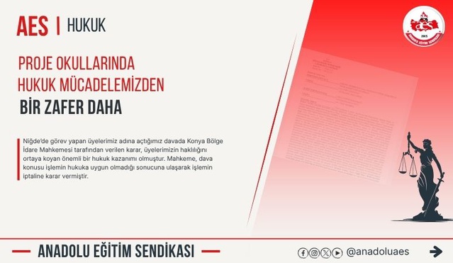 AES, Konya BİM'in Niğde'deki proje okulu görevlendirmesini iptal ettiğini duyurdu