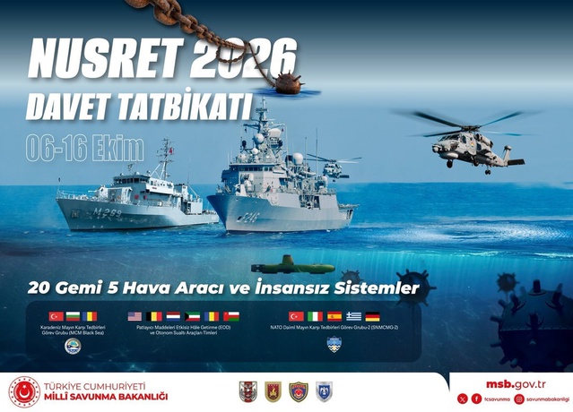 Nusret-2026 tatbikatı 6-16 Ekim'de yapılacak, 20 gemi ve 5 hava aracı katılacak