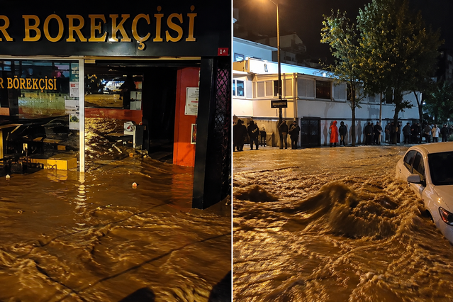 Sarıyer'de korkutan manzara! Yollar göle döndü, evleri su bastı
