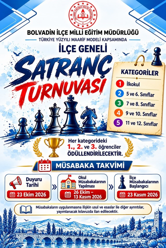 Afyonkarahisar Bolvadin'de öğrencilere satranç turnuvası 5 kategoride yapılacak