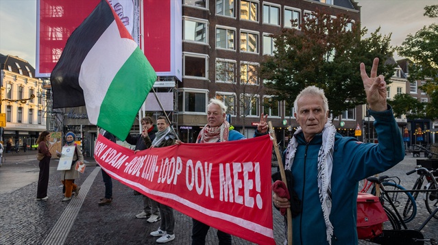 Utrecht'teki sessiz Filistin eylemi hafta içi her sabah 111 haftadır devam ediyor